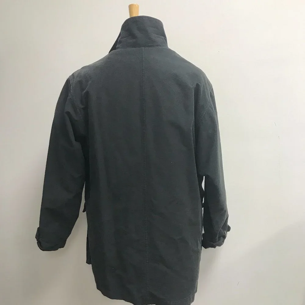 Banana Republic black zip out plaid lined barn coat field chore jacket S Vintage